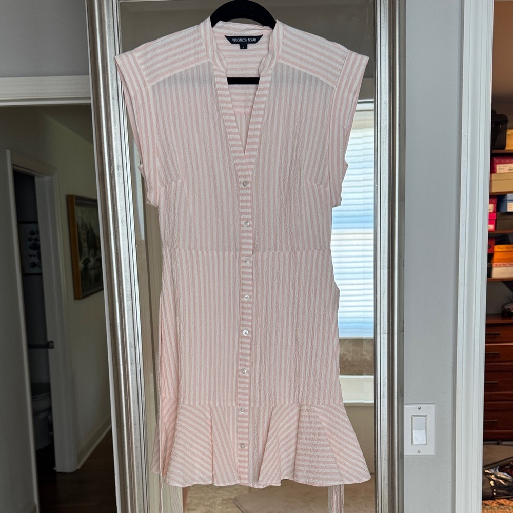 Veronica Beard Pink Striped Mini Dress